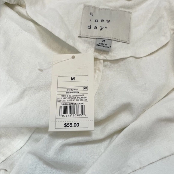 A New Day white belted long trench coat NWT linen blend Woman’s size M classic - Picture 4 of 14